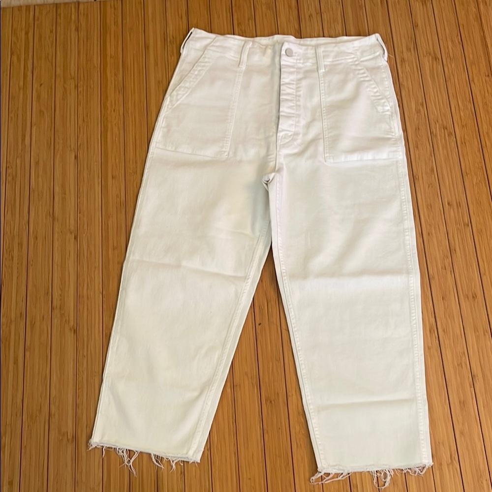 Mother Patch Pocket Private Ankle Fray Jeans In Cream Puffs - Picture 7 of 15